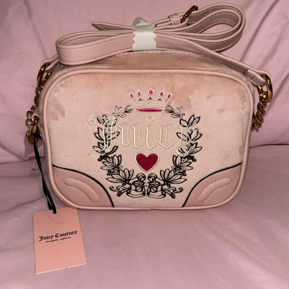 Juicy Couture Pink Diamond Velour Crossbody Purse NWT
